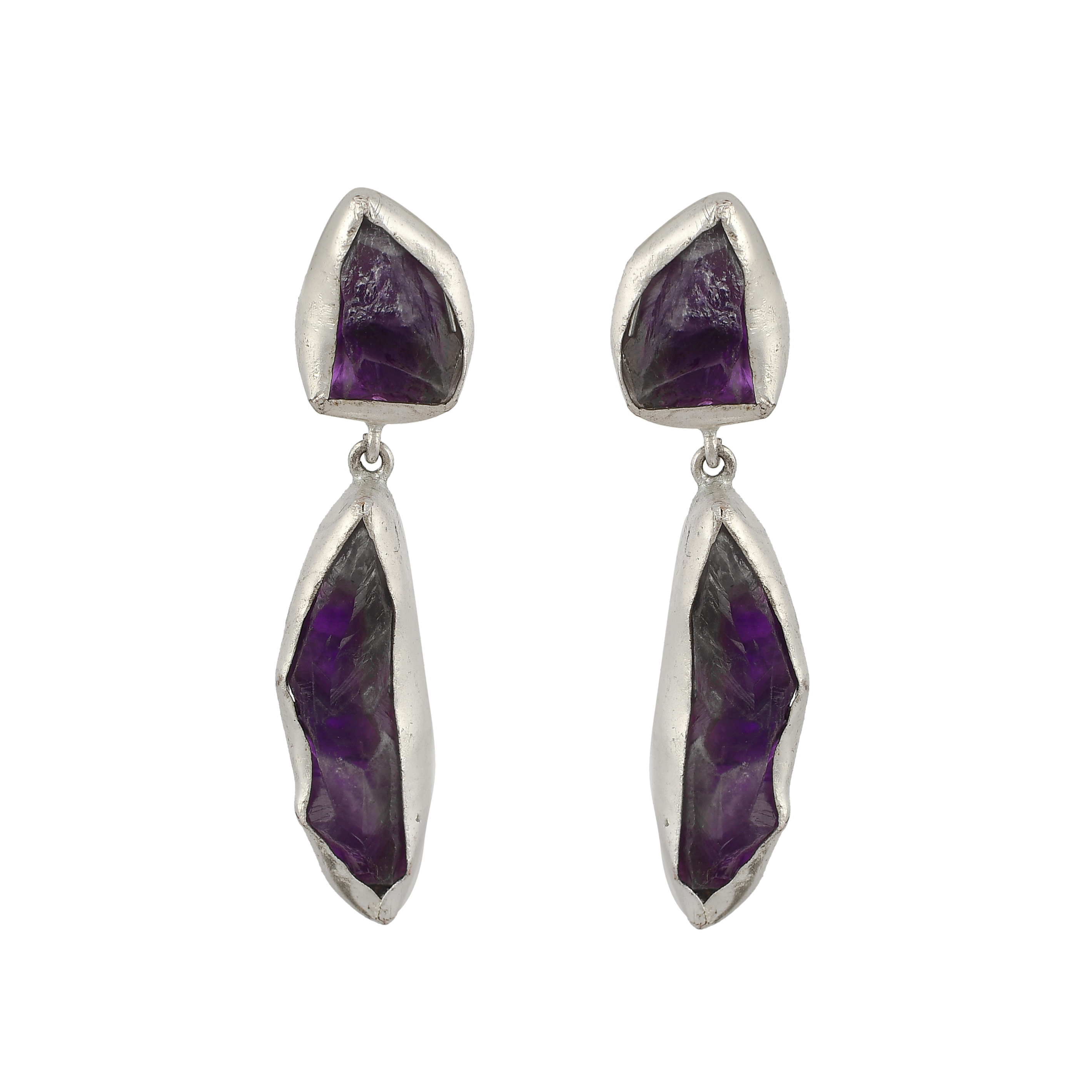 Natural Amethyst Gemstones Stud Earring