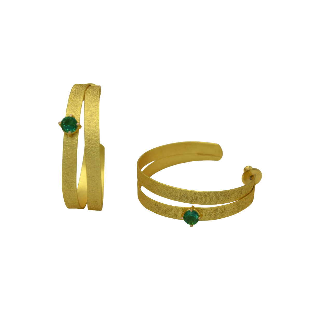 Dual Line Gemstone Gold Plated Stud Earring