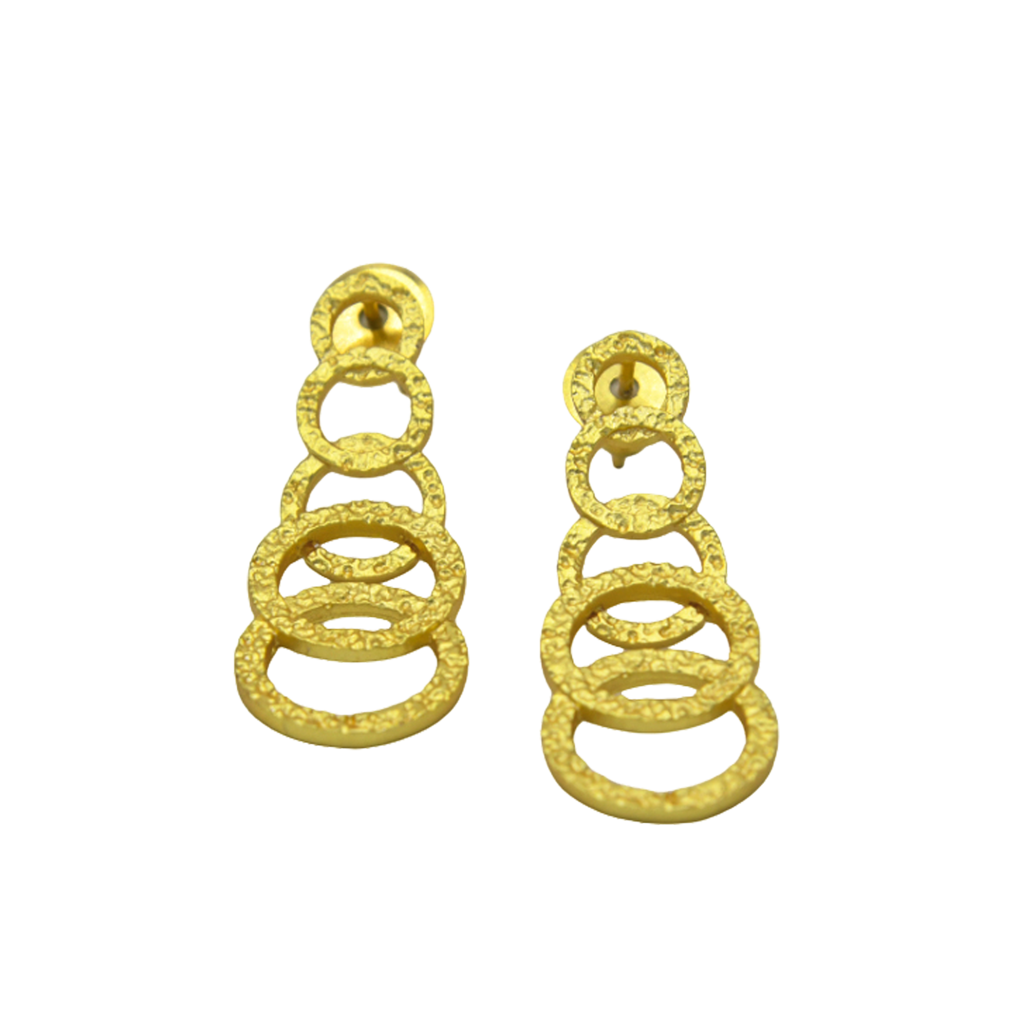 Hammered Gold Plated Round Stud Earring