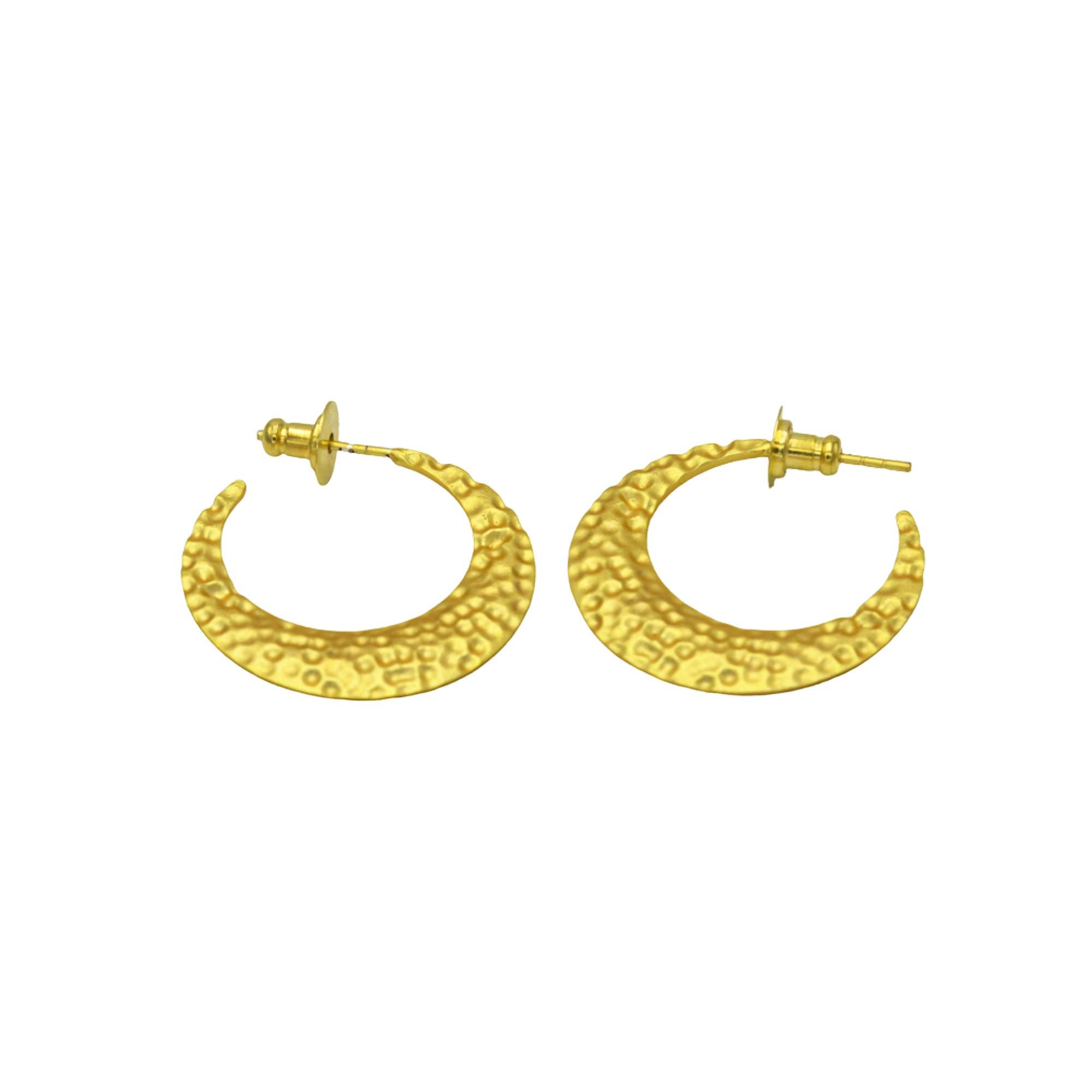 Crescent Moon Hammered Stud Earring