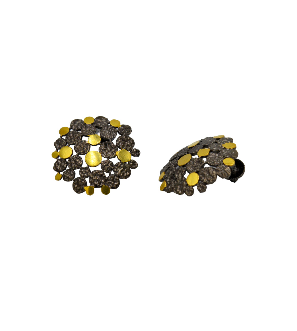 Two tone Brass and Gold Plated Stud Earring