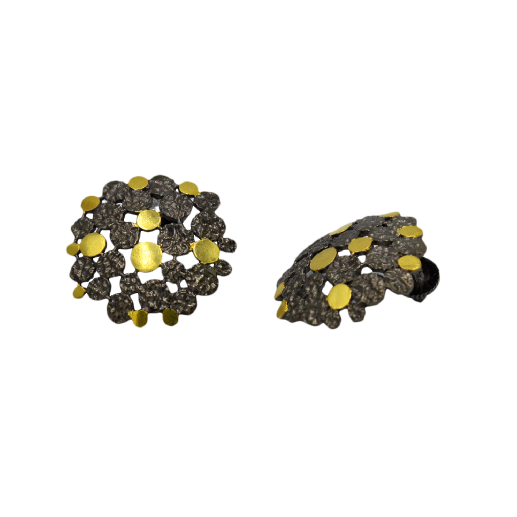 Two tone Brass & Gold Plated Stud Earring