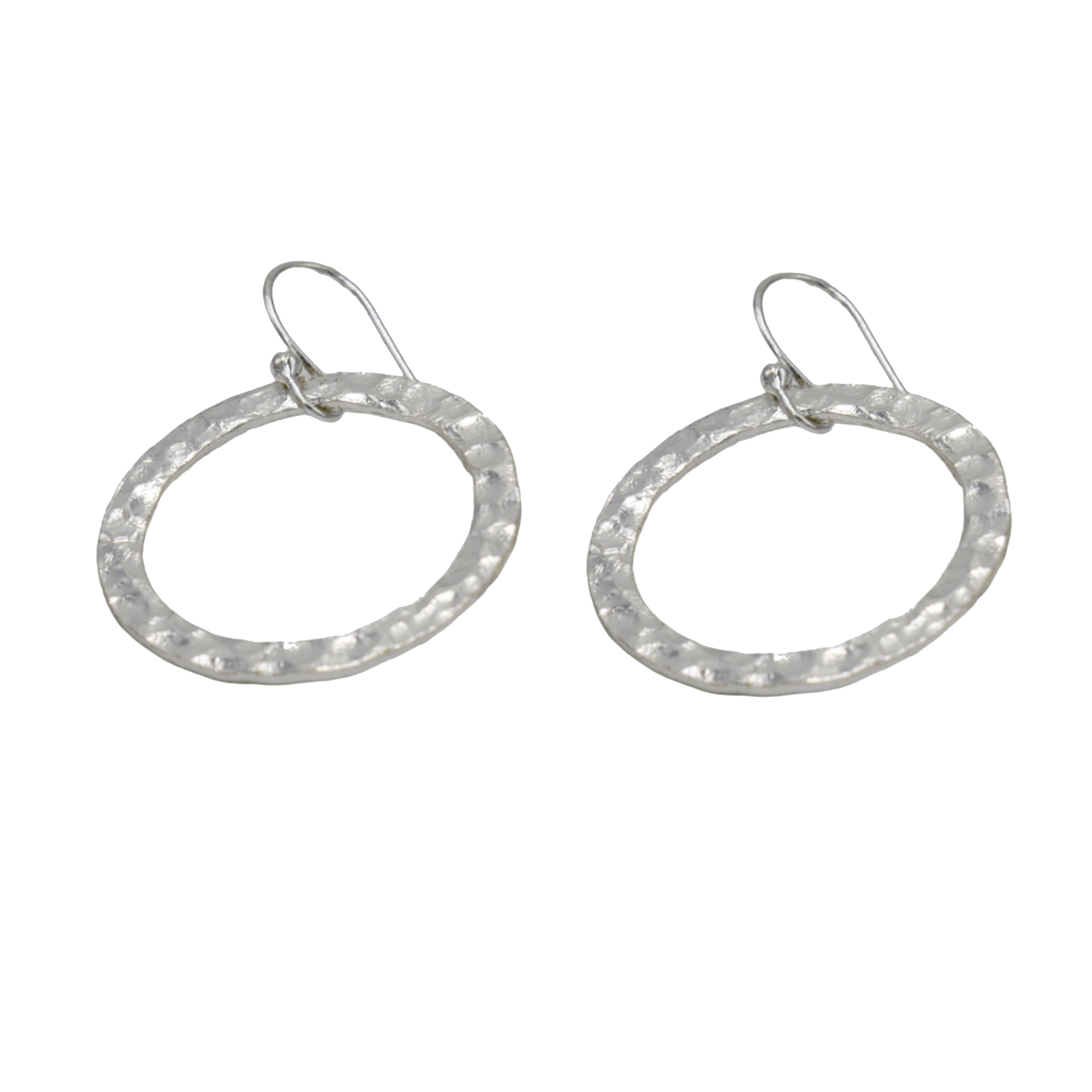 Hammered Round Silver Dangle Earring