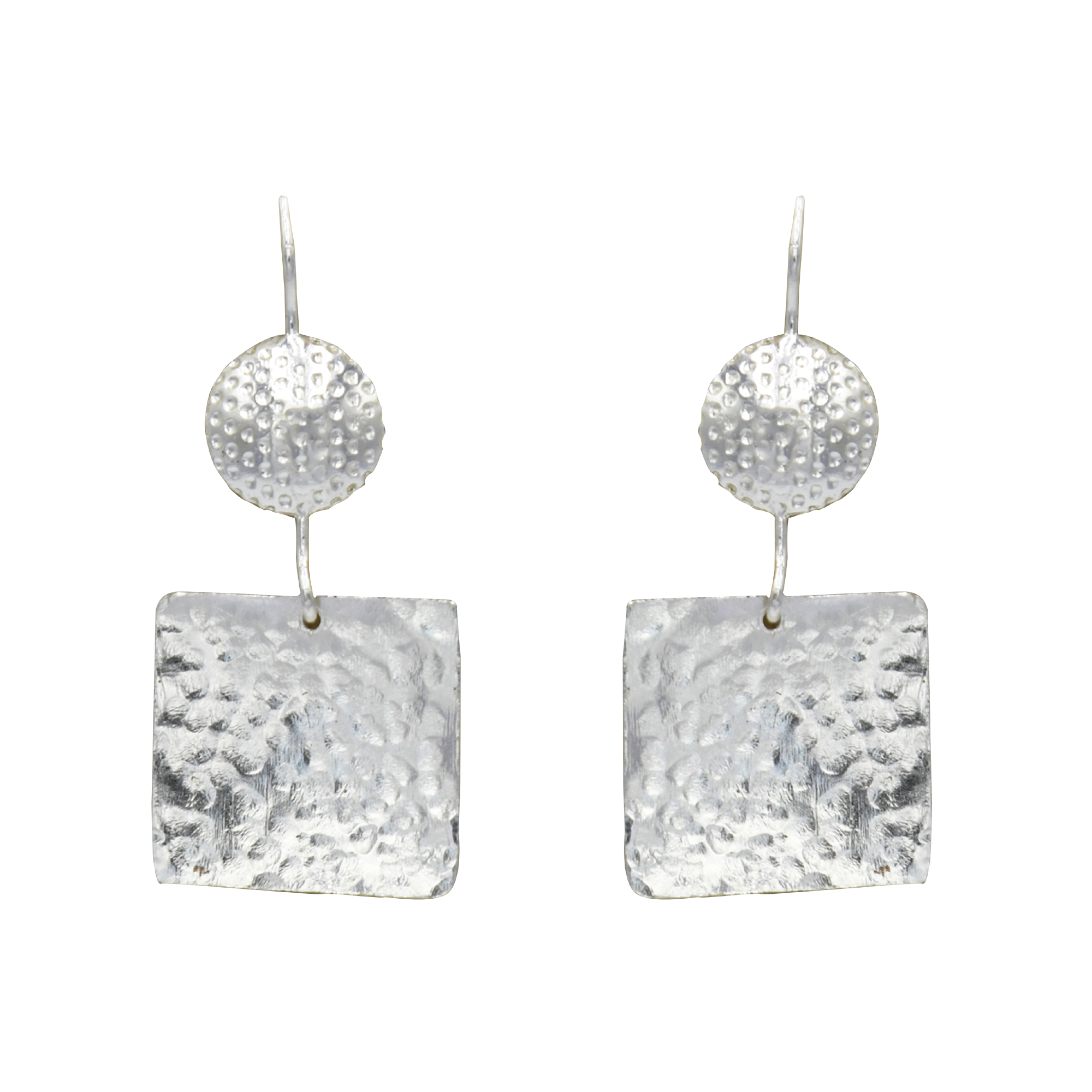 Hammered Designer Silver Dangle Earring