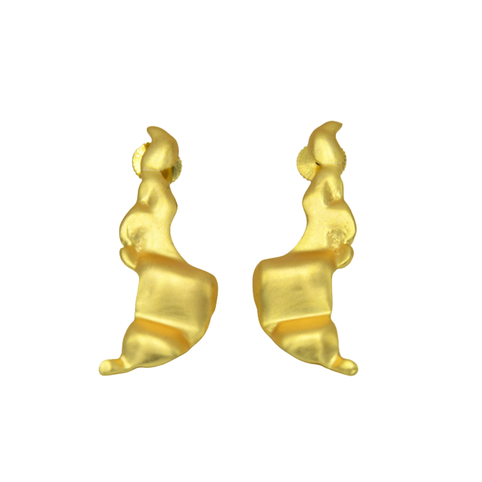 Sea Waves Gold plated Brass Stud Earring