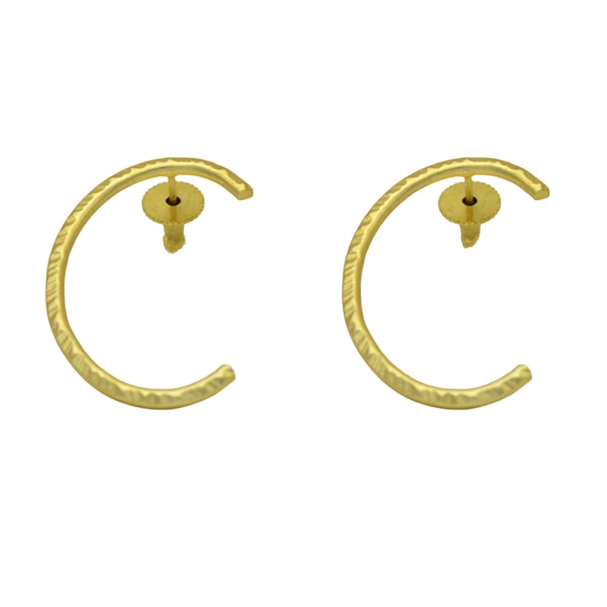 English Alphabet "C" Brass Earring