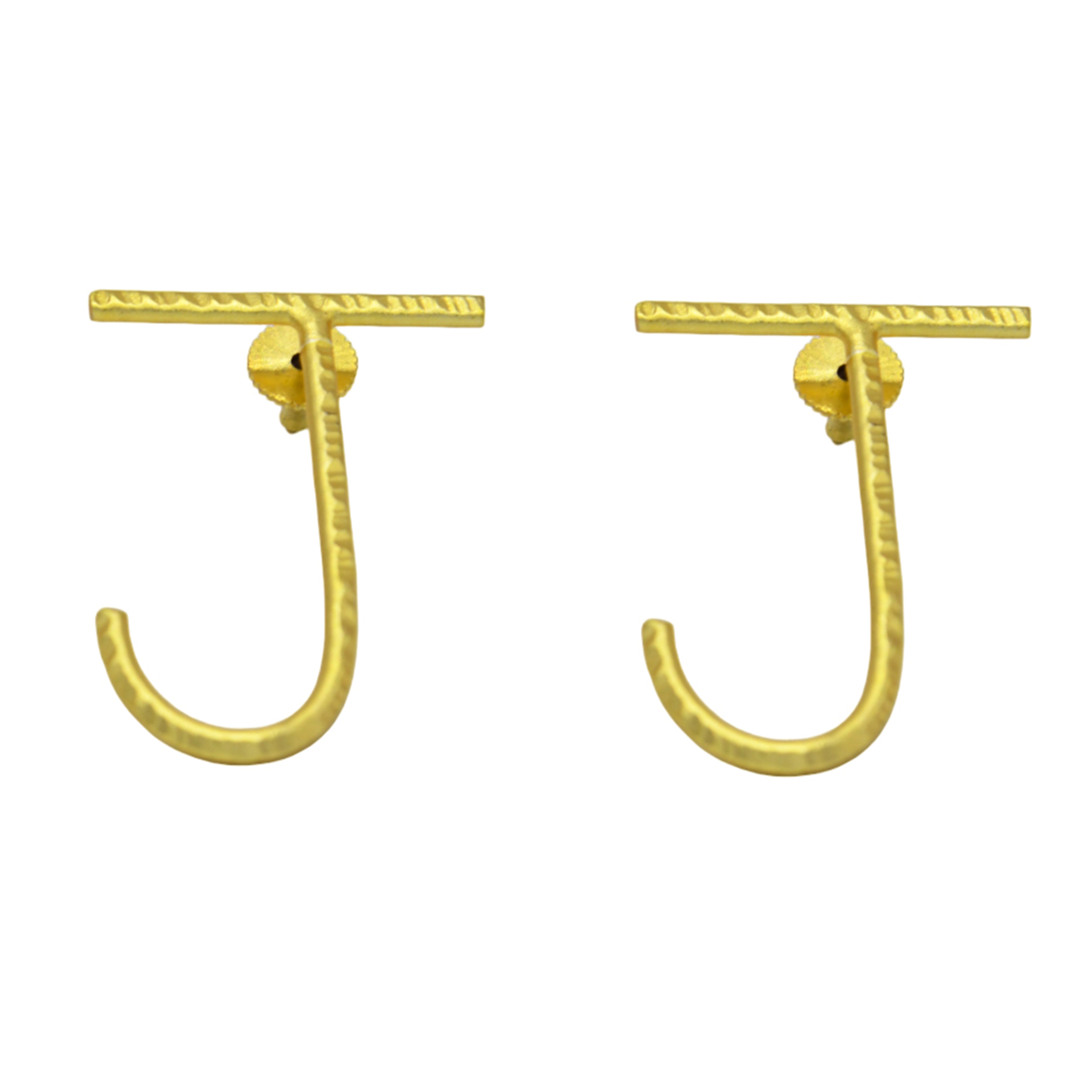 Alphabet "J" Hand Beaten Brass Earrings