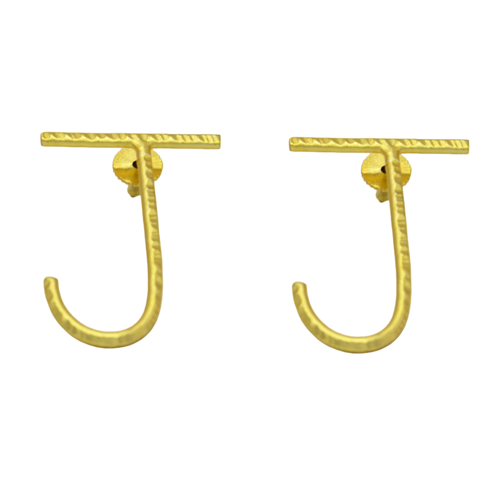 English Alphabet "J" Brass Earring