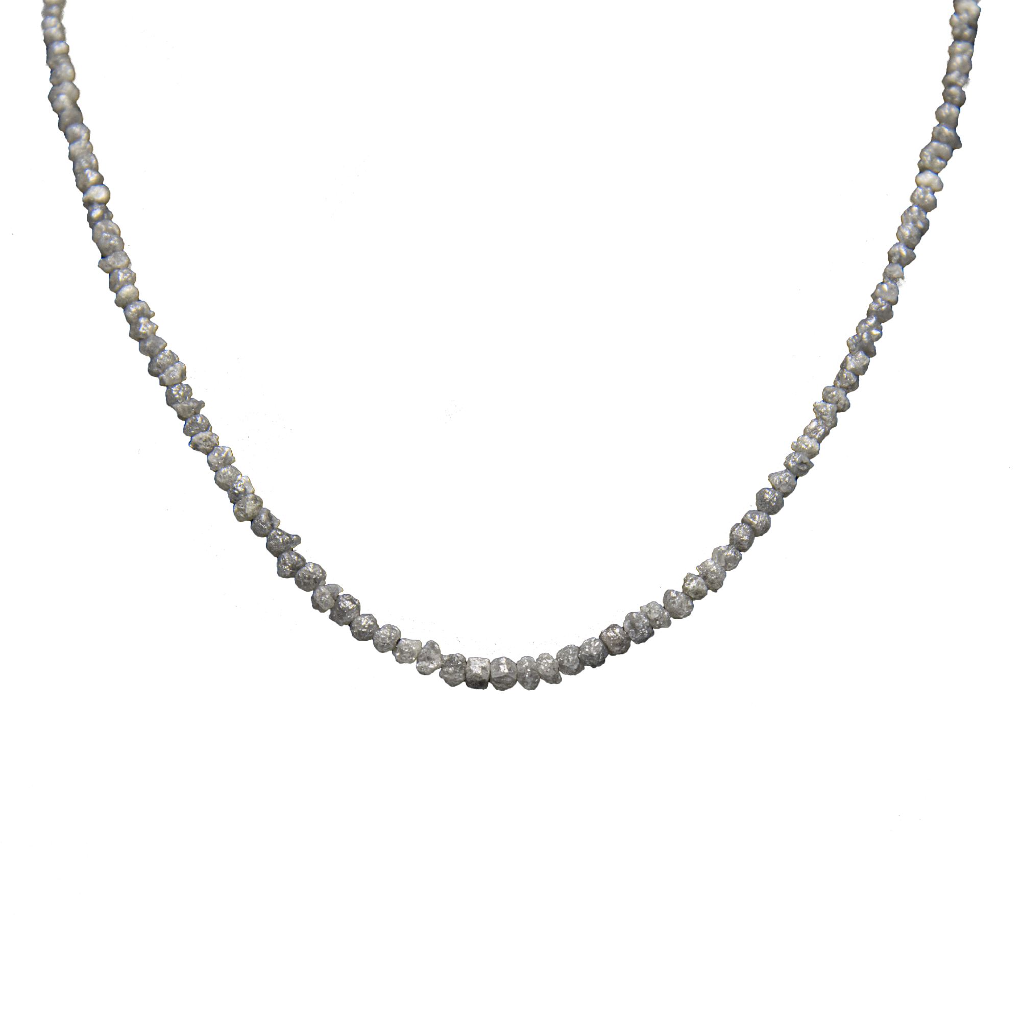 Big Grey Rough Diamond Bead Necklace with Silver Clasp