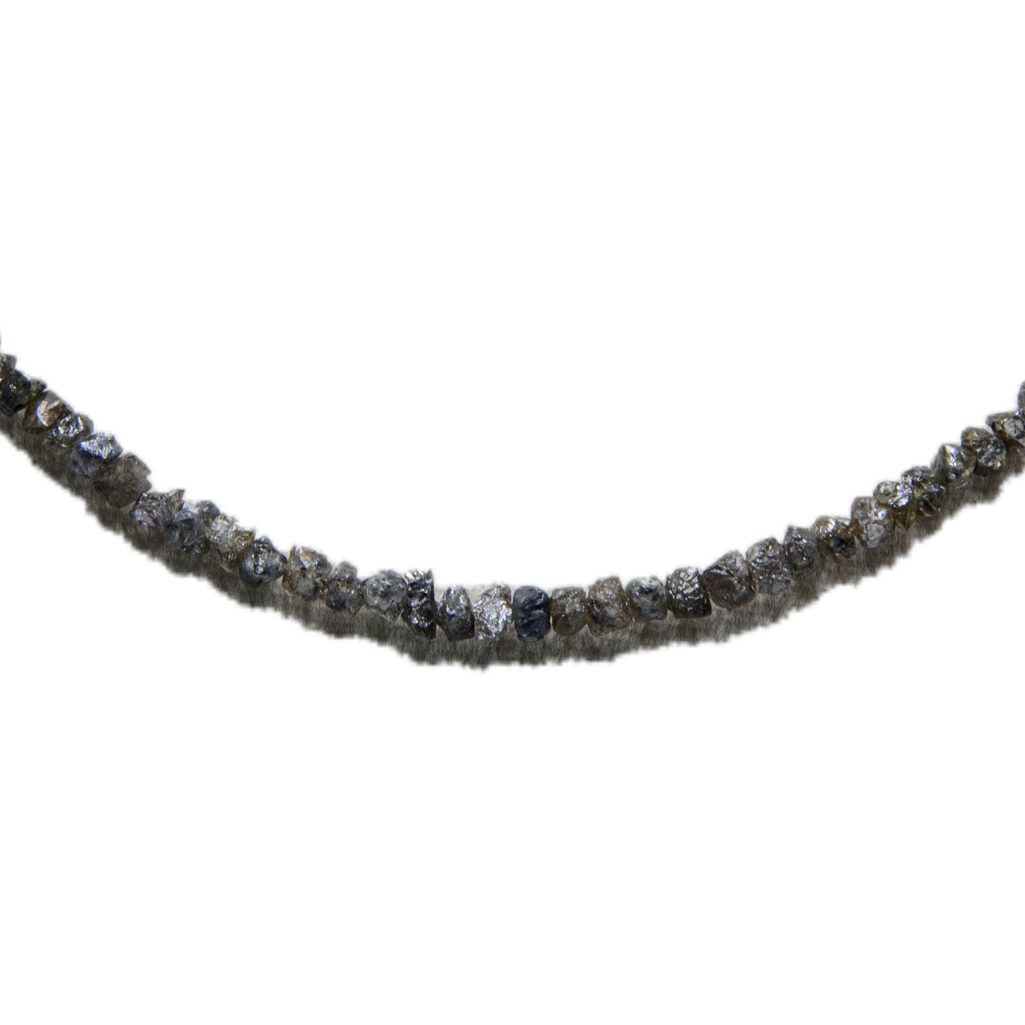 Large Brown Rough Diamond Bead Necklace with Silver Clasp