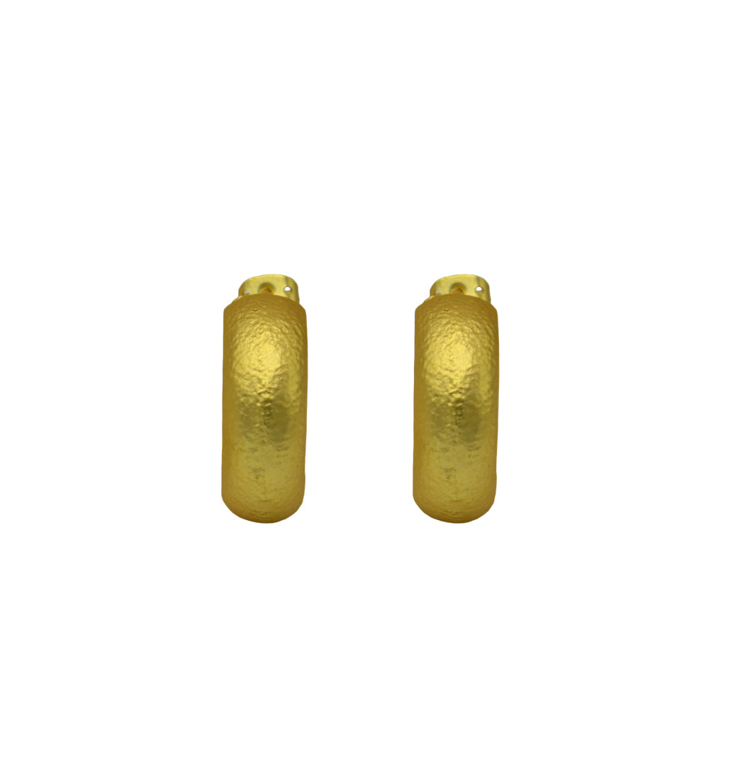 Texture Sandy Hoop Flash Gold Plated Stud Earring