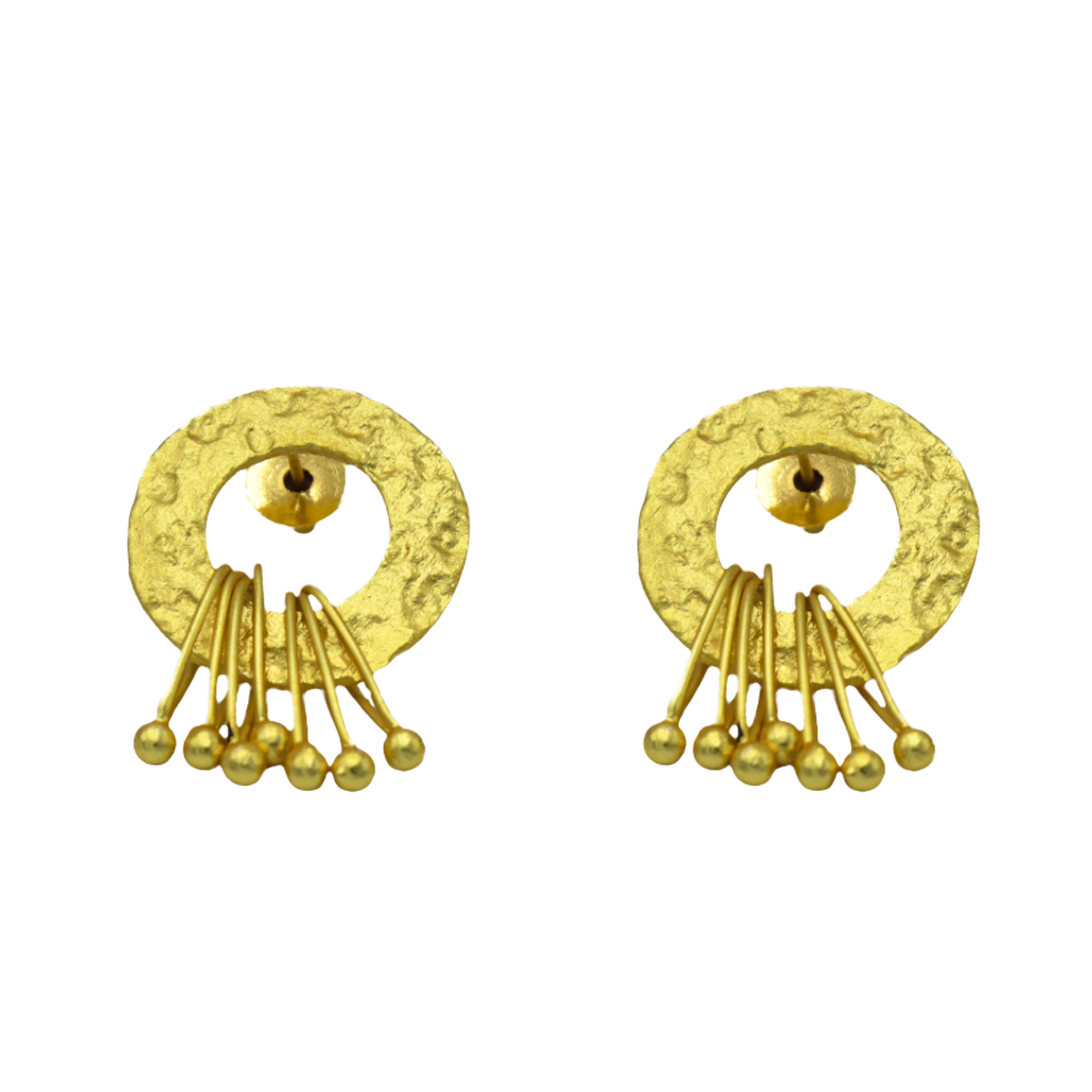 Circle with Safety Pin Danglers Stud Earring