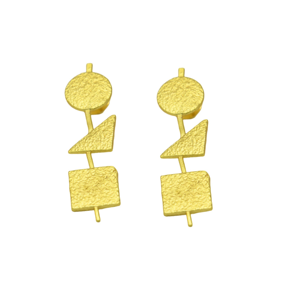 Geometrical Dangler Flash Gold Plated Stud Earring