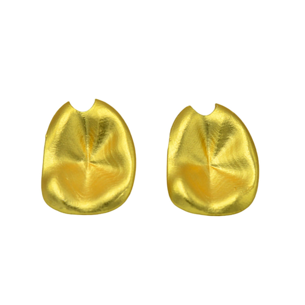 Small Lotus Leaf Flash Gold Plated Stud Earring