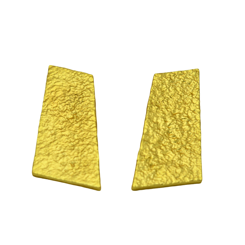 Hammered Brass Gold Plated Stud Earring
