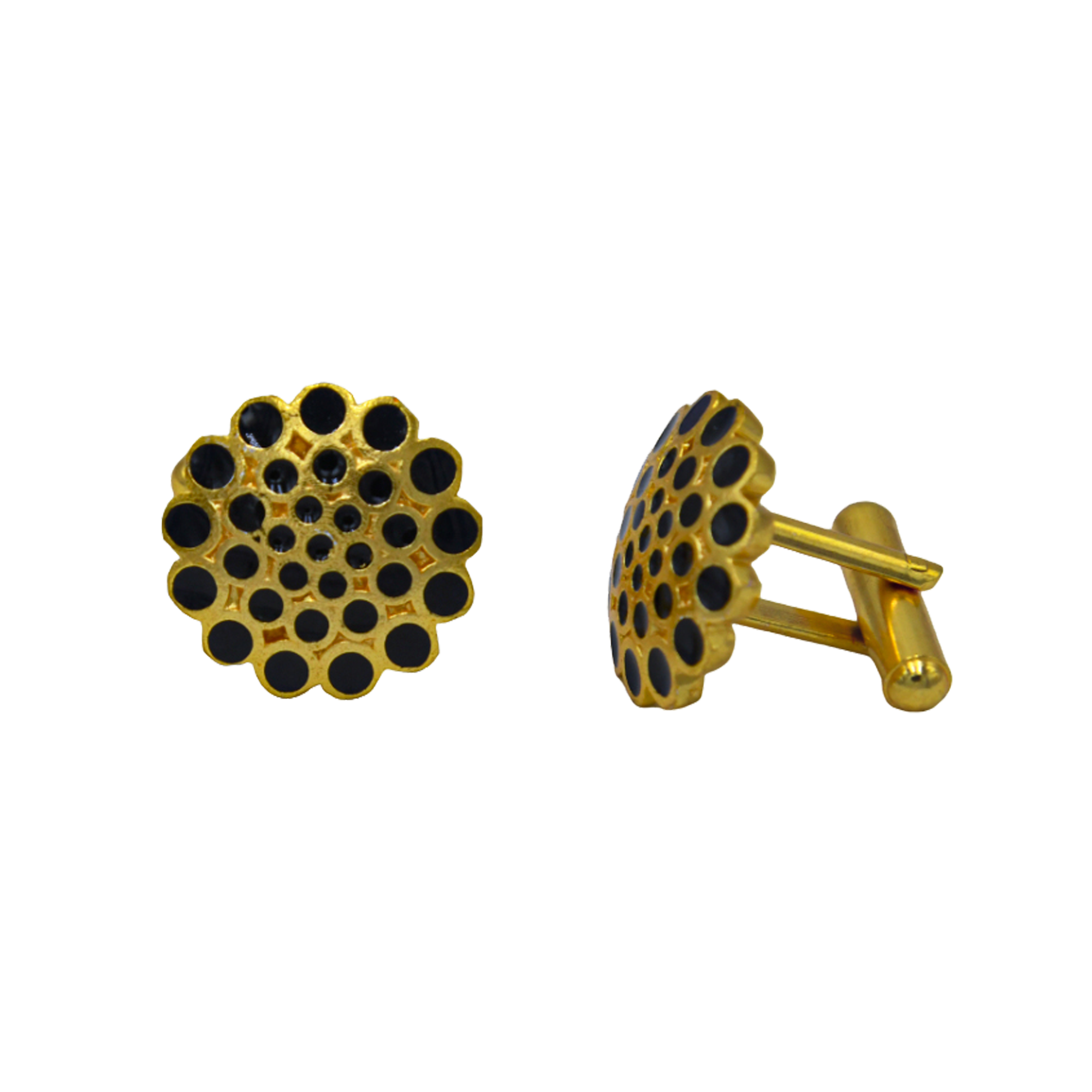 Black & Gold Color Enameled Cufflinks