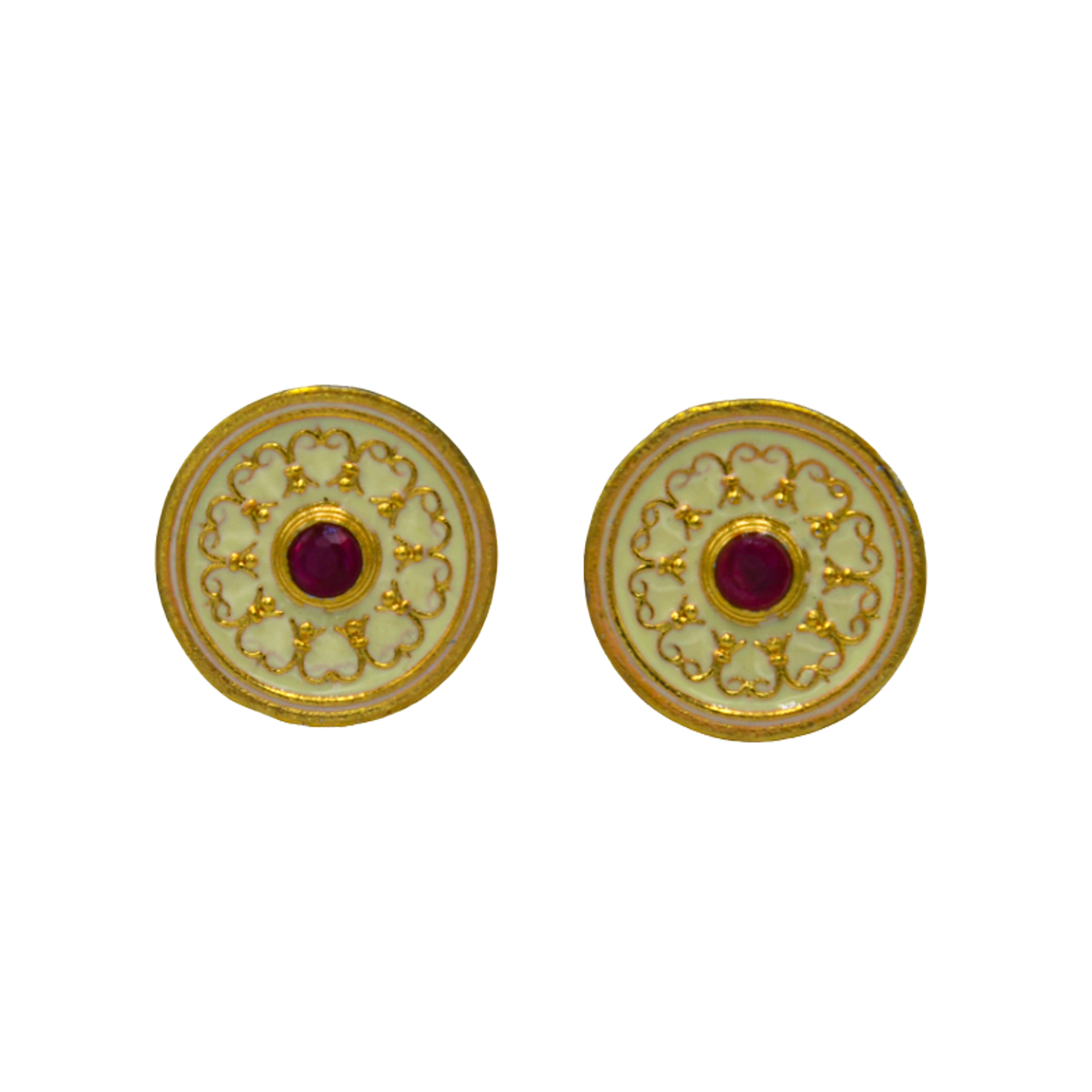 Red Garnet Enameled Hearts Cufflinks