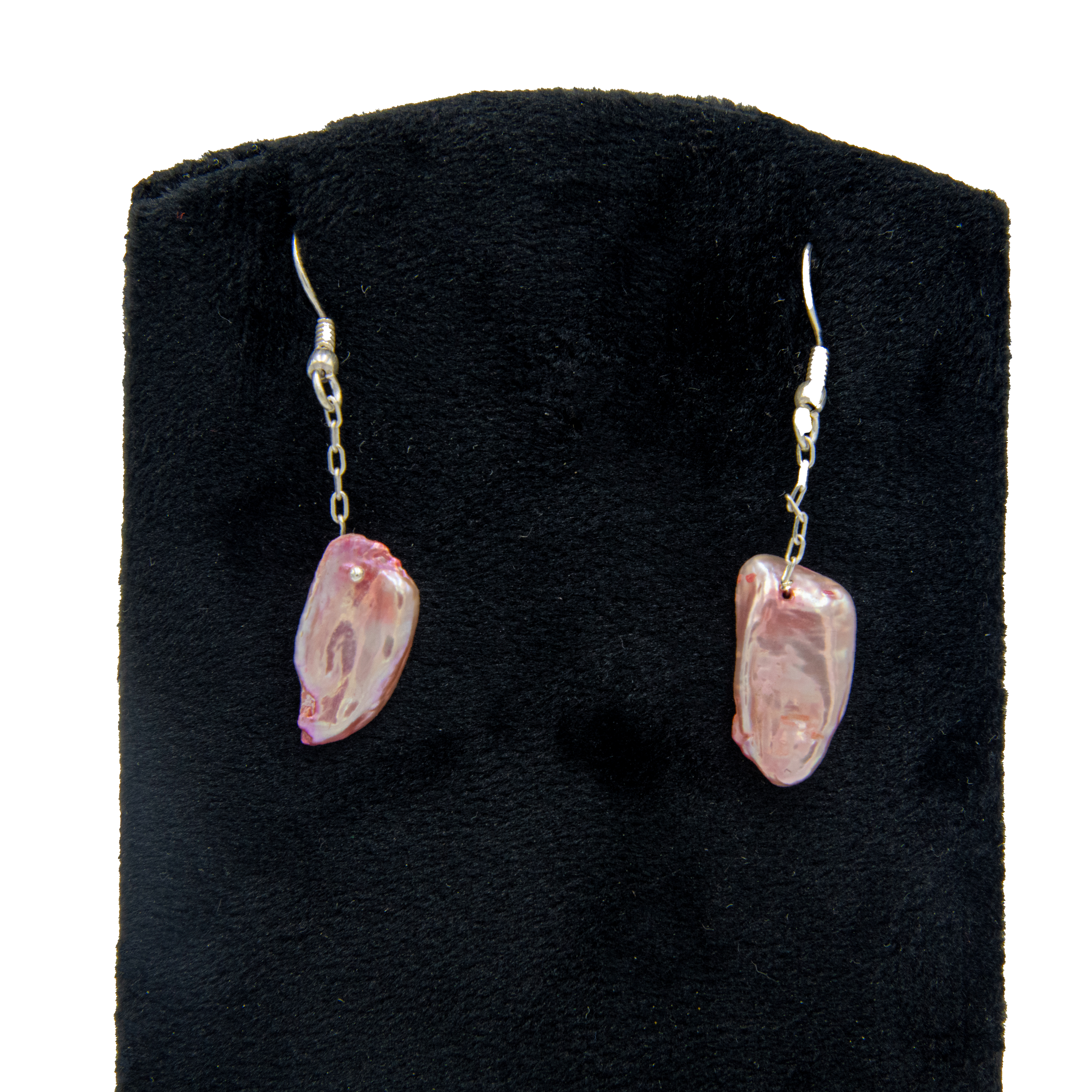 Pink Pearl Silver Plated Dangler Hook Earring