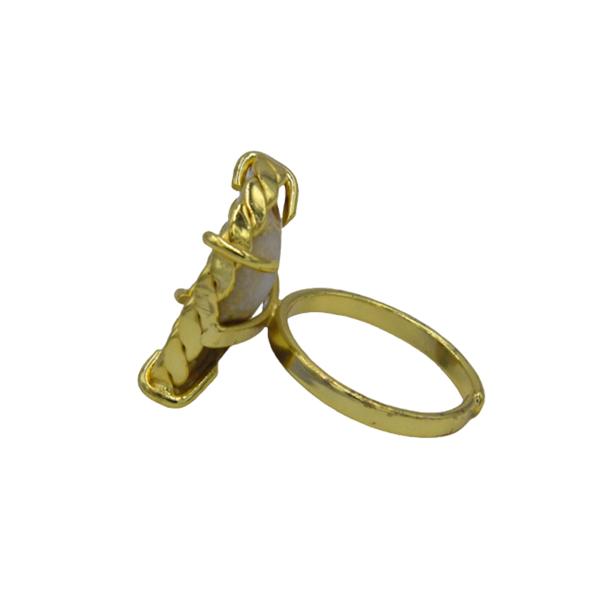 Iolite and CZ Dual Stone Floral Adjustable Ring