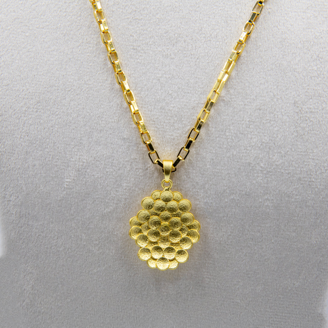 Bee Hive Hammered Brass Pendant