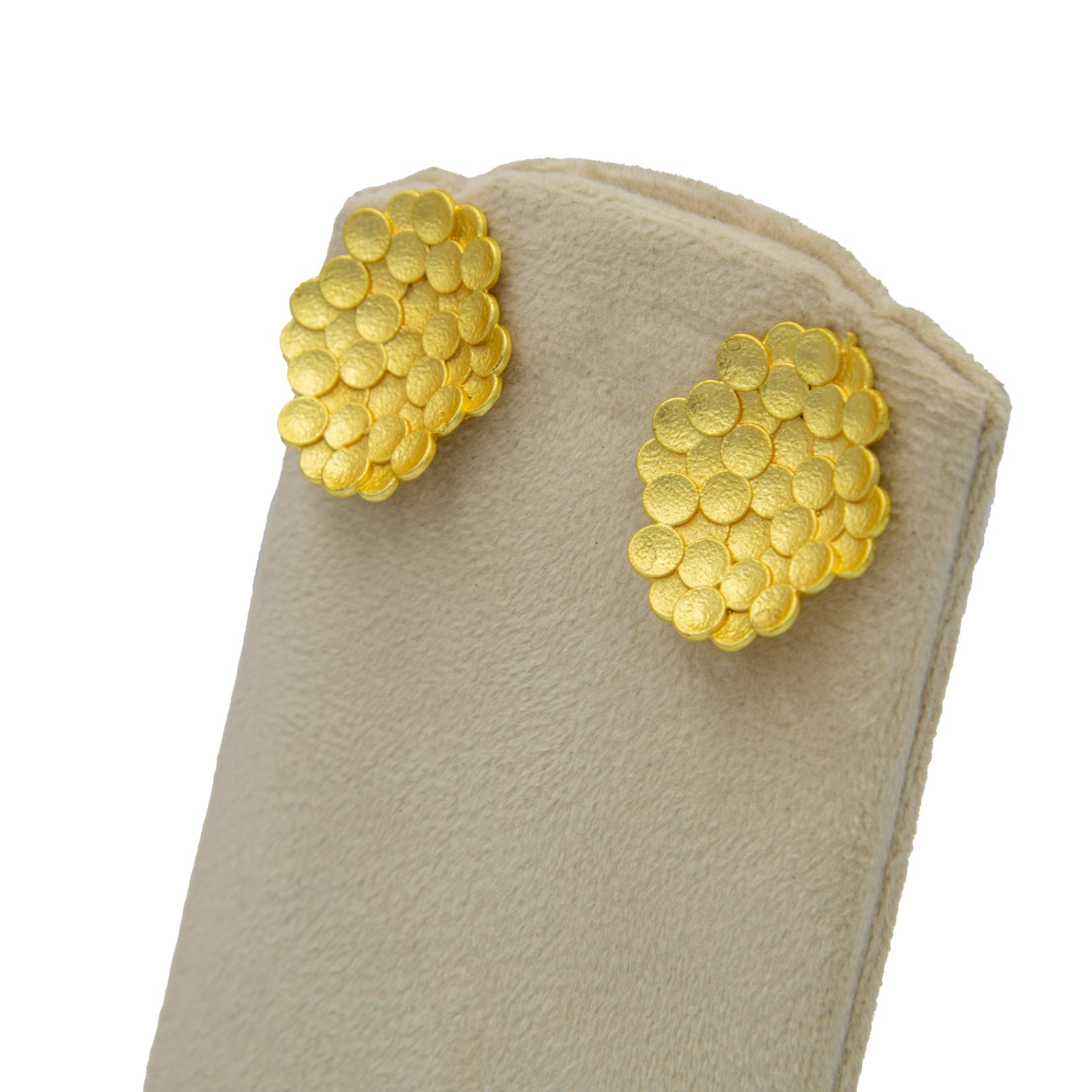 Bee Hive Hammered Brass Stud Earring