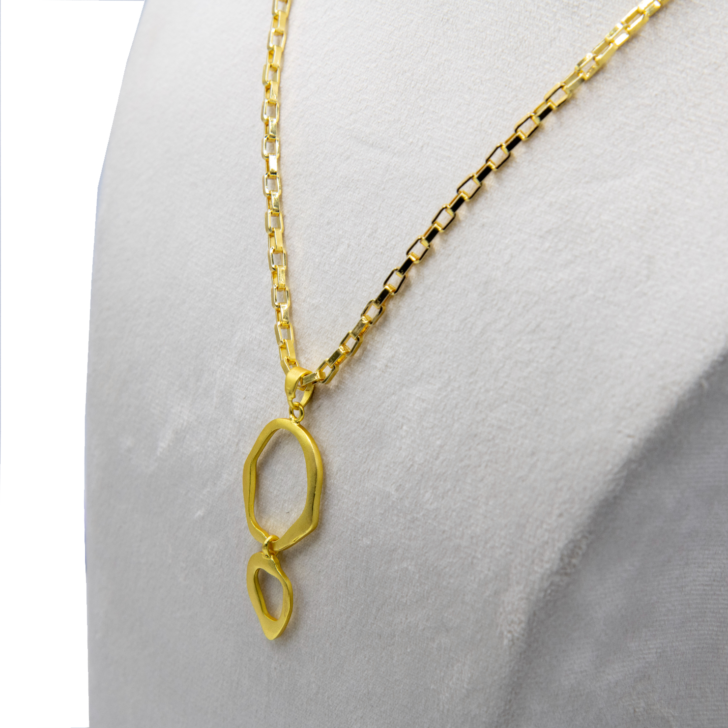 Wavy Dual Loop Brass Pendant