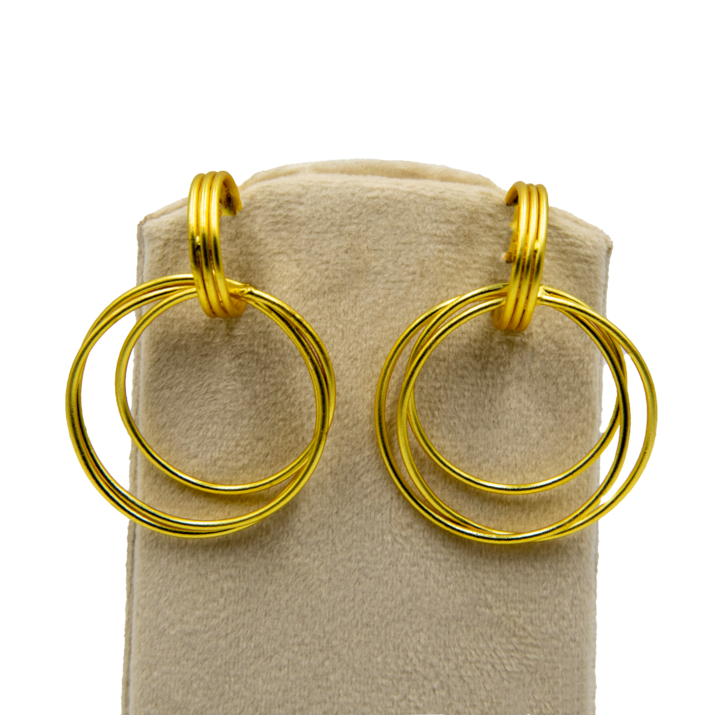 Tri Swirl Wire Hoop Brass Stud Earring