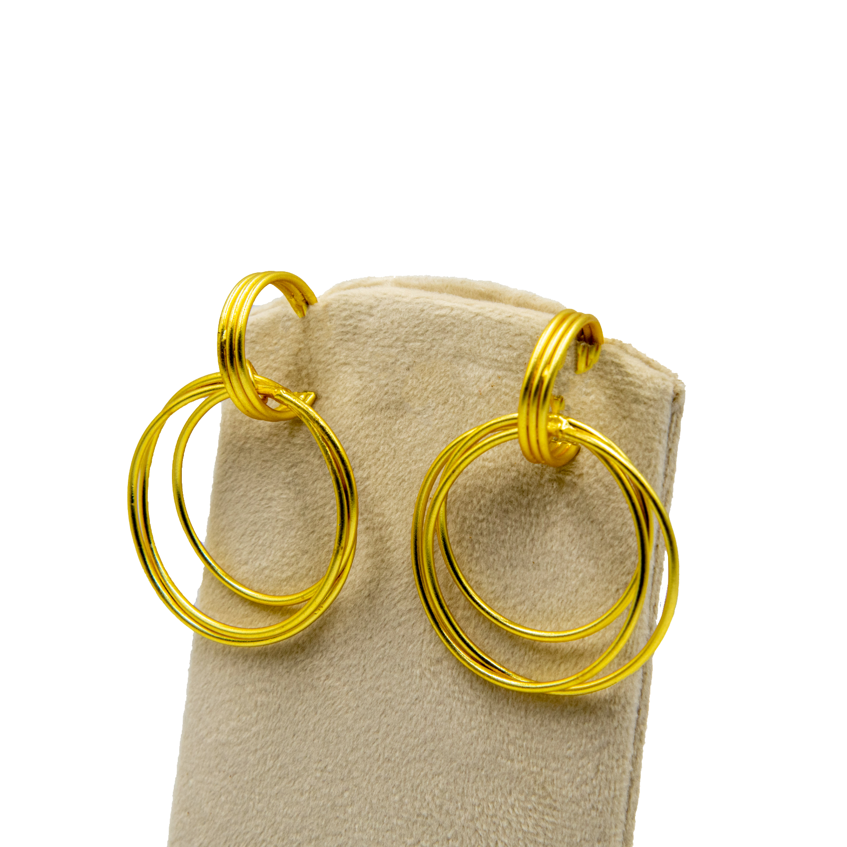 Tri Swirl Wire Hoop Brass Stud Earring