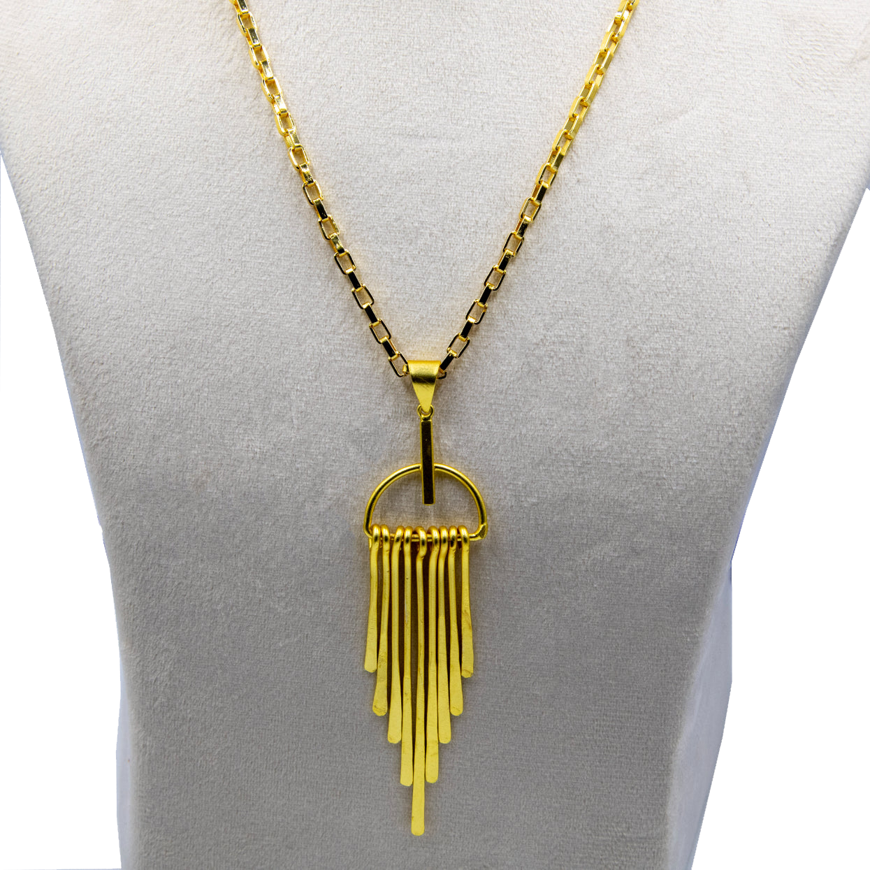 Long Fringe Bohemian Style Brass Pendant