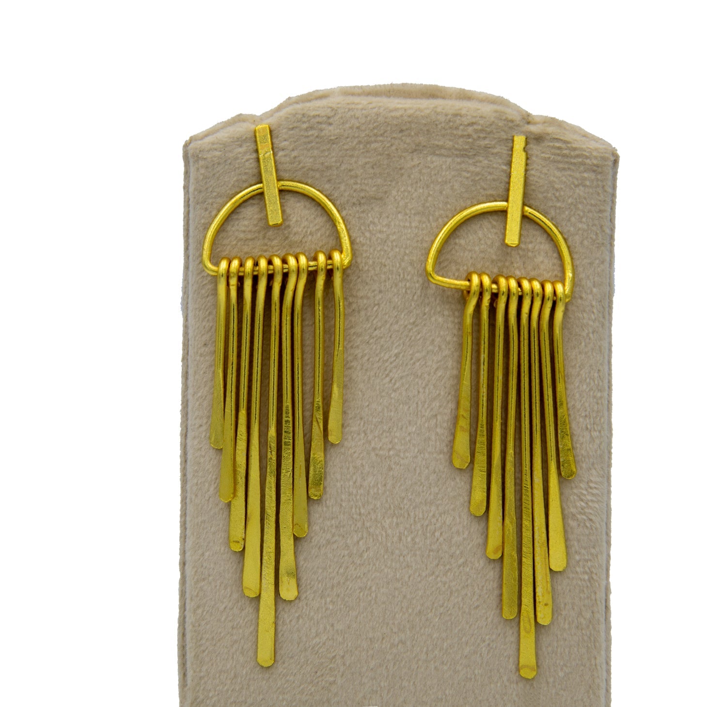 Long Fringe Bohemian Style Brass Stud Earrings