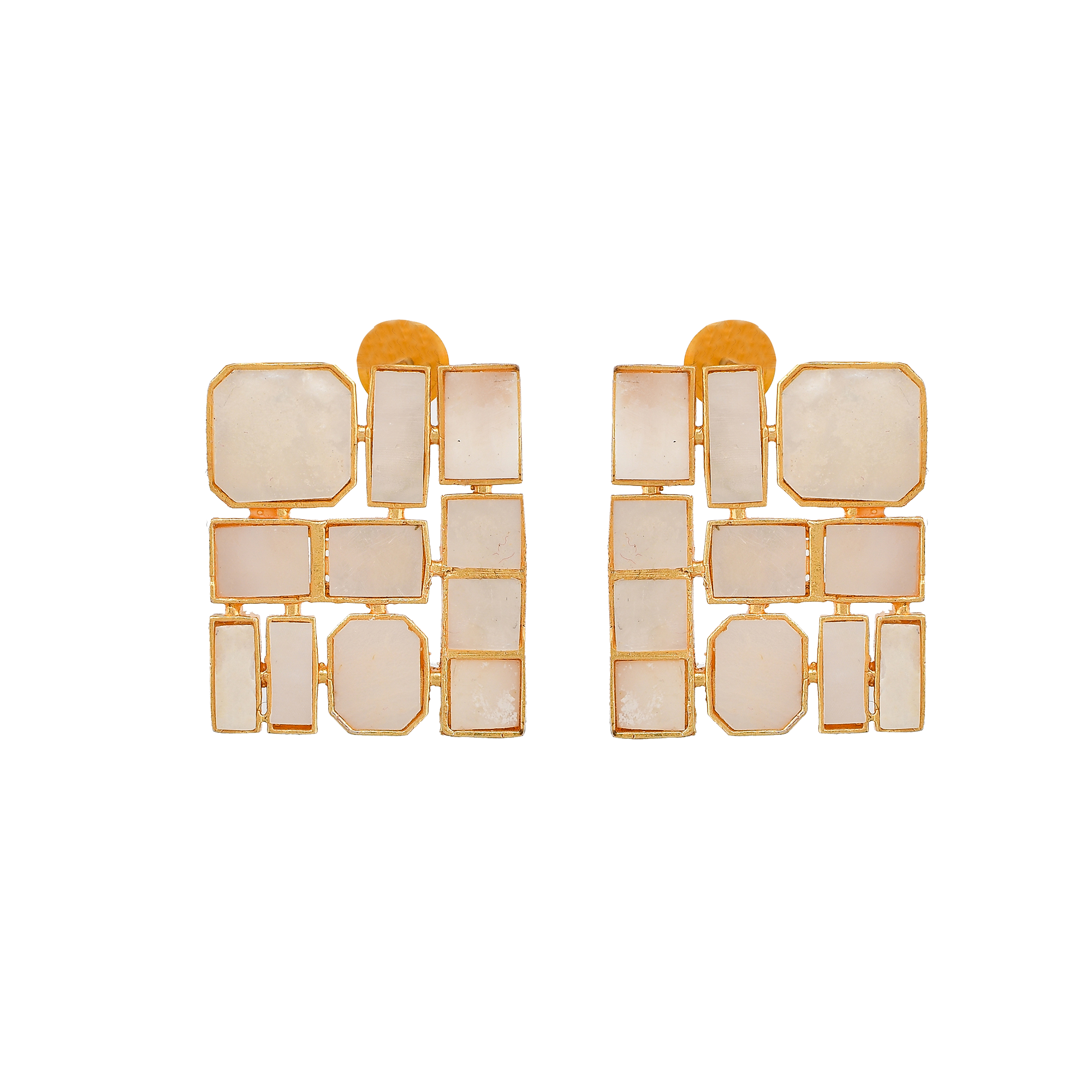 Natural Mother of Pearl Brass Stud Earring