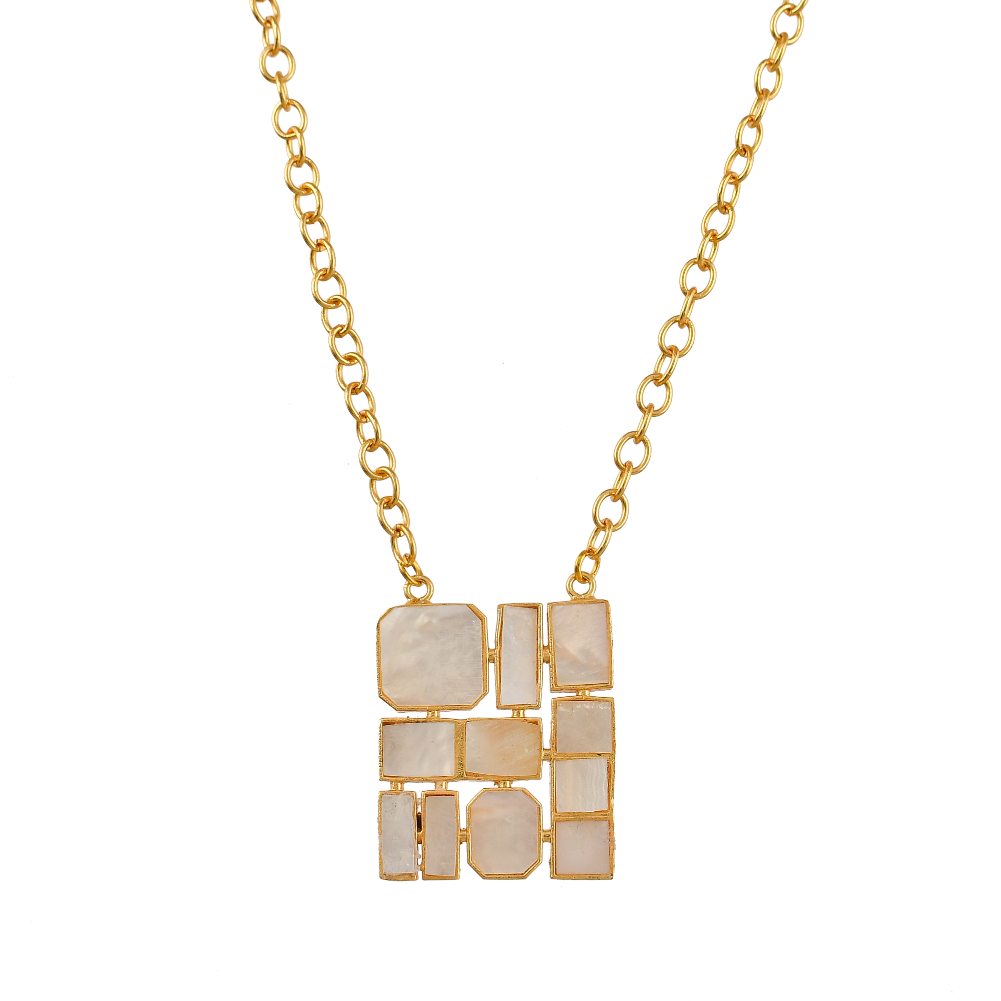 Mother of Pearl Enameled Necklace for Women