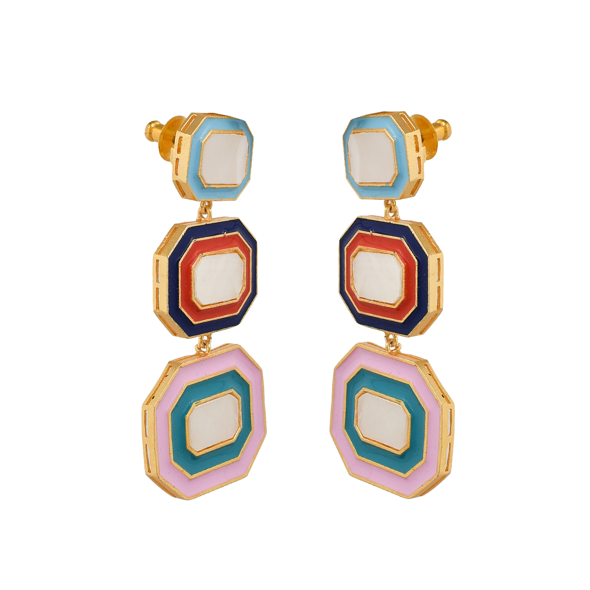 Mother of Pearl Brass Stud Earring