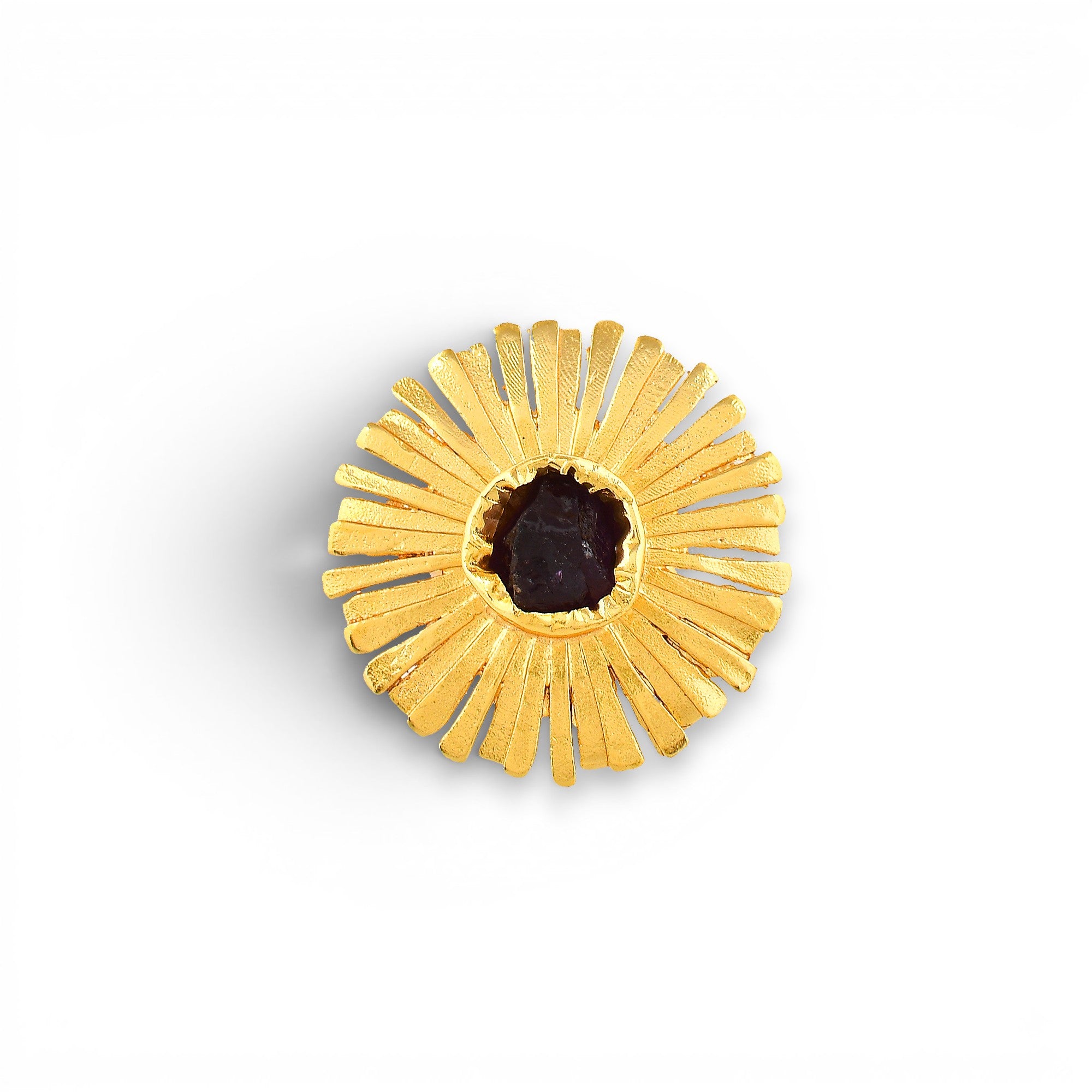 Aquamarine Brass Flash Gold Plating Floral Ring
