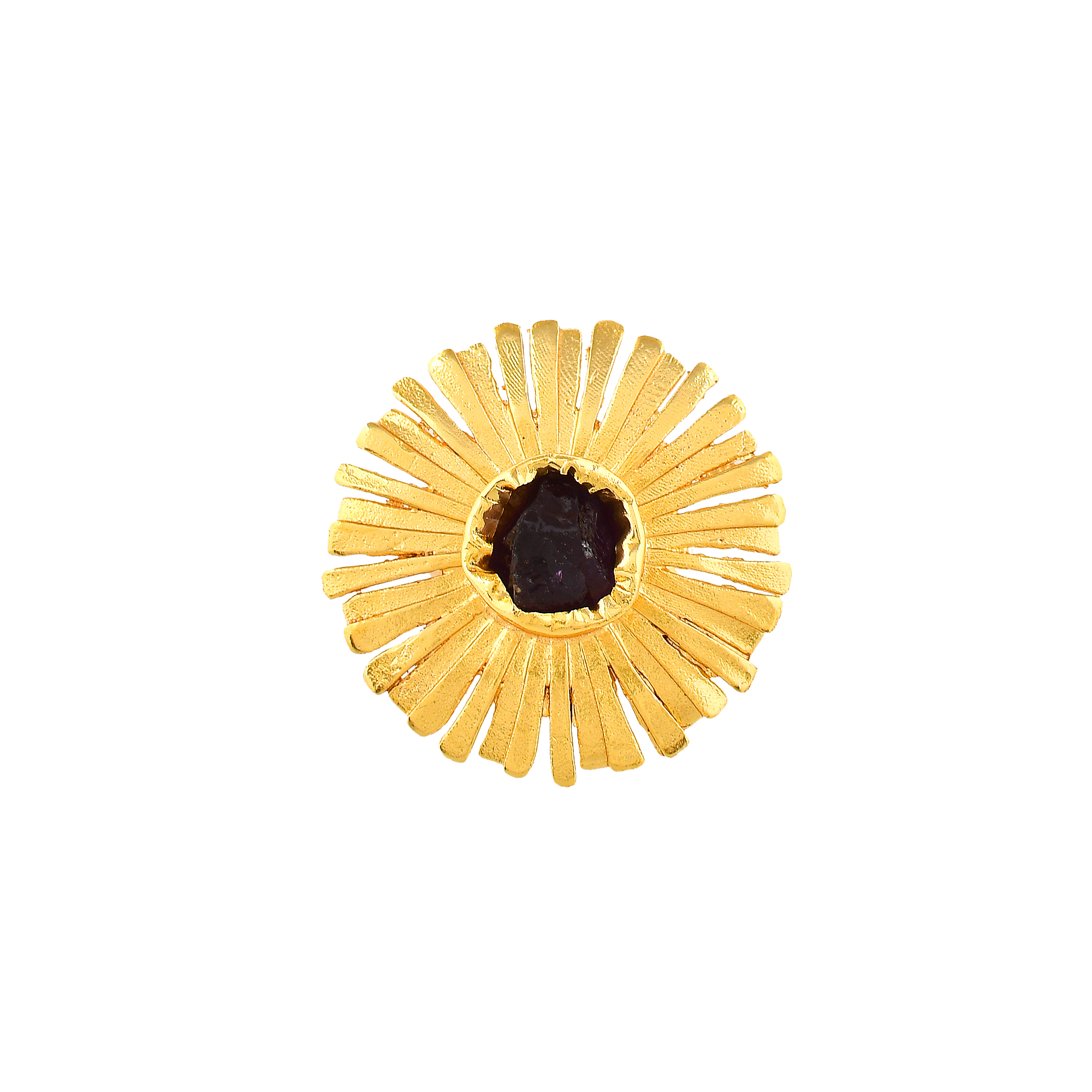 Aquamarine Brass Flash Gold Plating Floral Ring