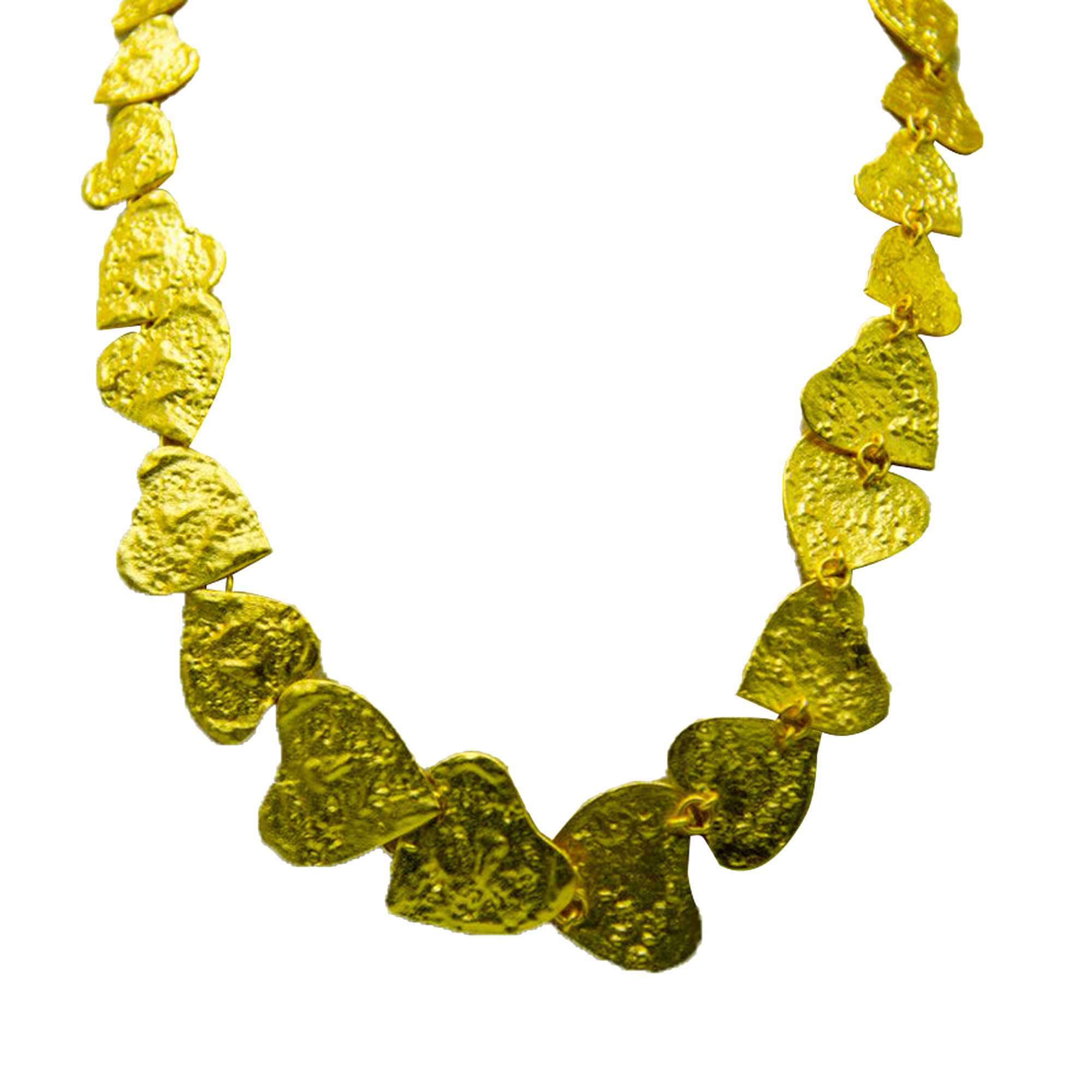 Hammered Hearts Brass Necklace