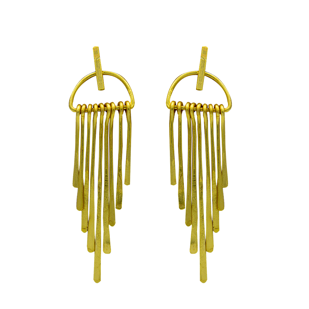 Long Fringe Bohemian Style Brass Stud Earrings