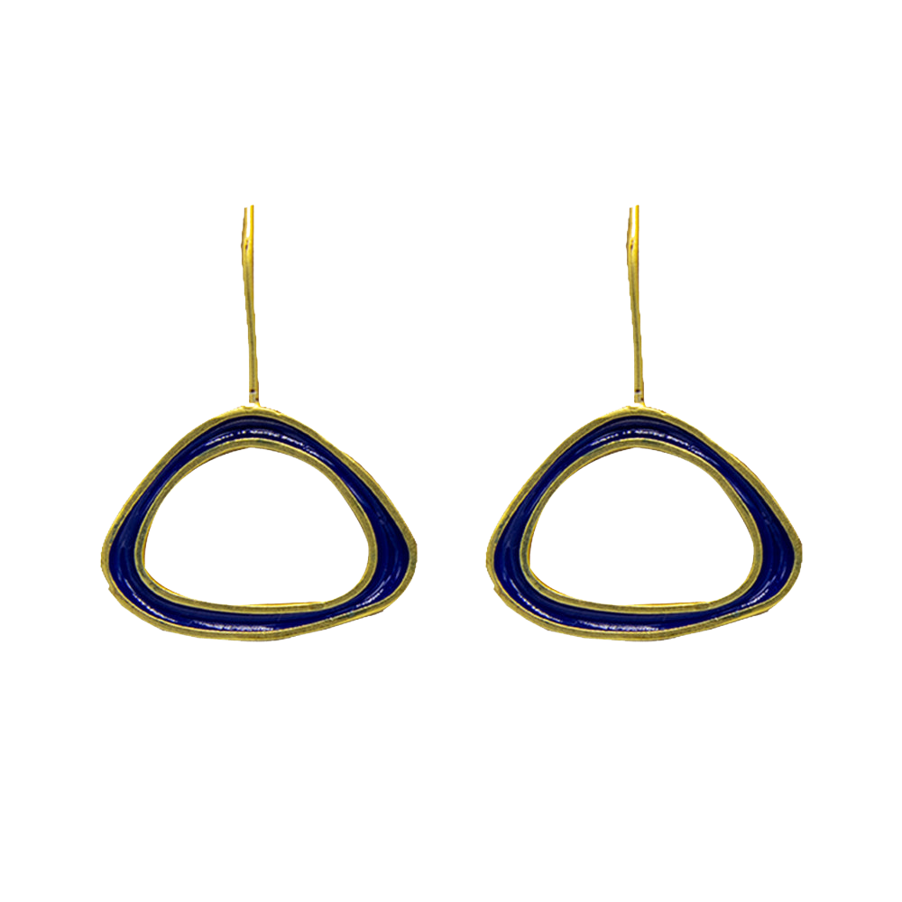 Santorini Blue Enameled Flash Gold Plated Earring
