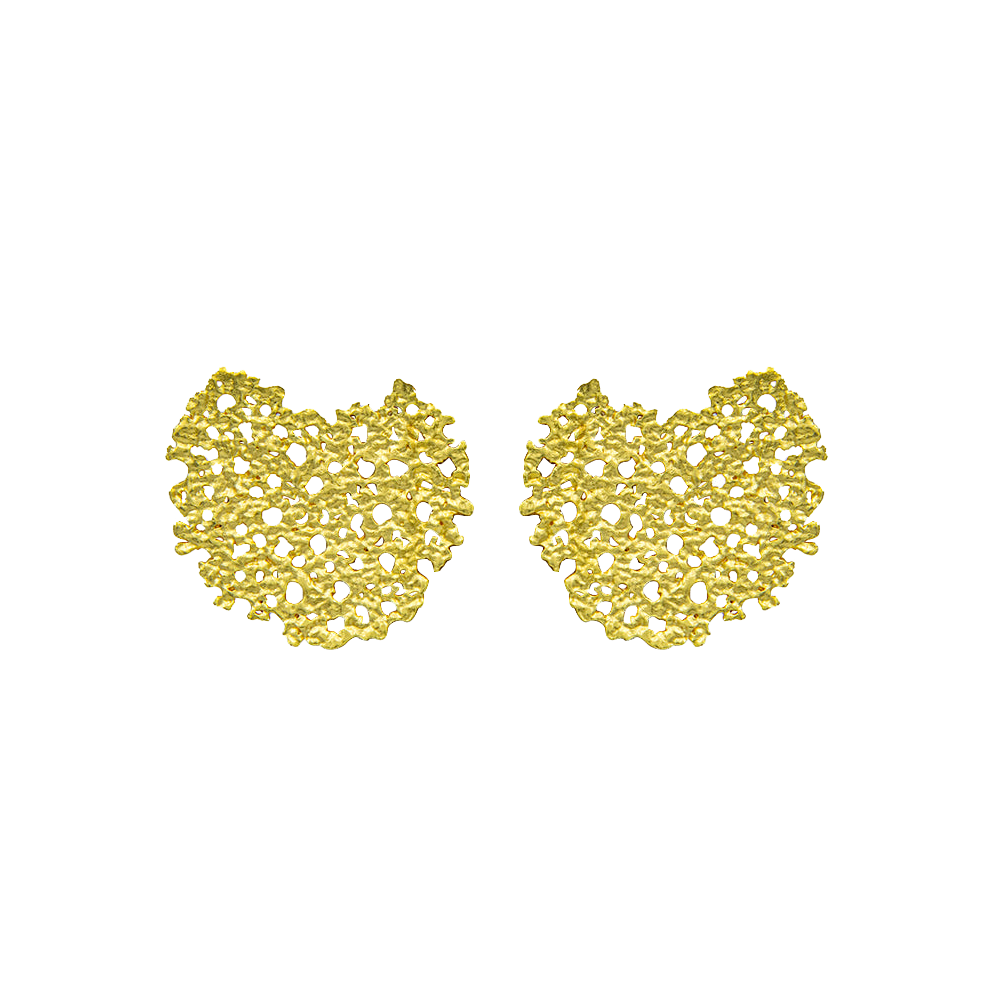 Uneven Amoeba Shaped Brass Stud Earring