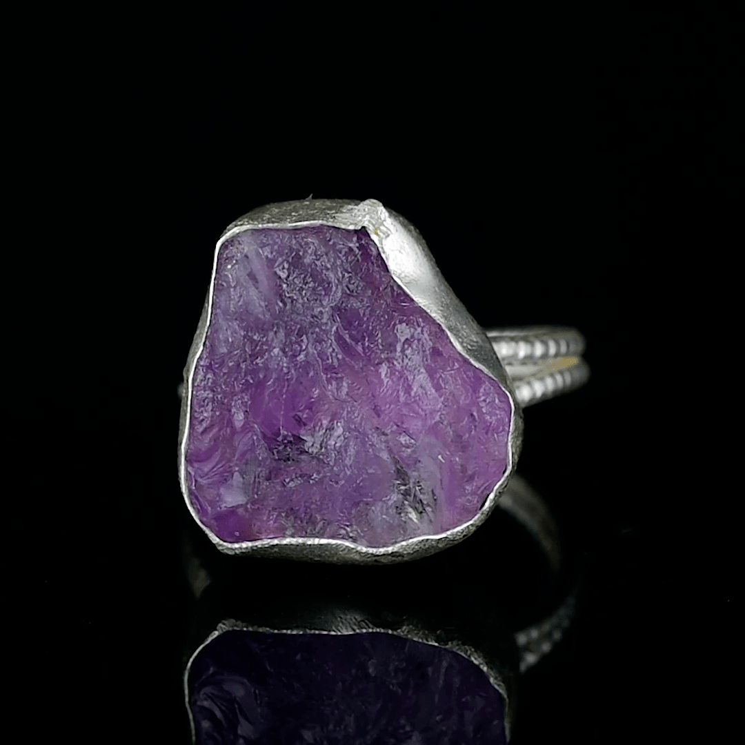 Amethyst Rough Gemstone Adjustable Ring