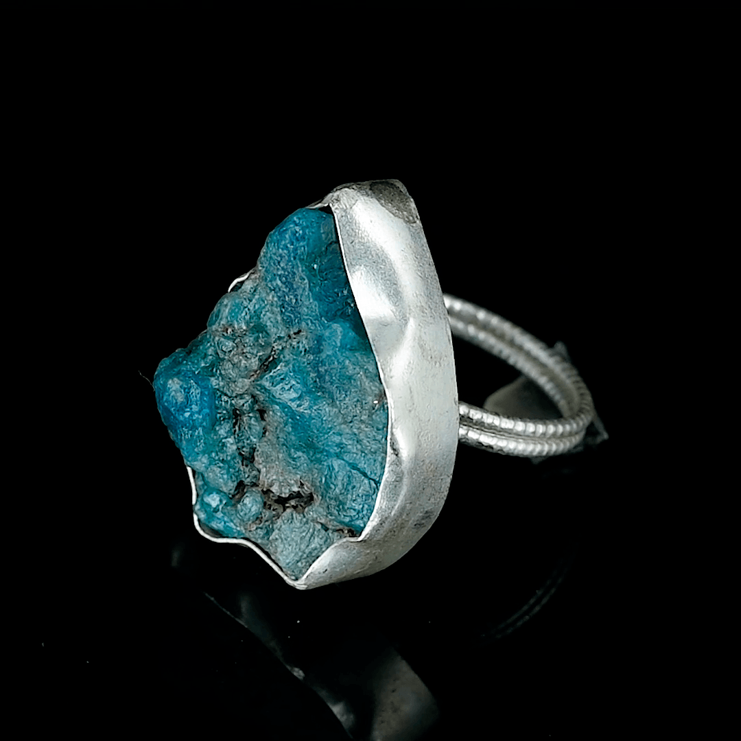 Apatite Rough Gemstone Adjustable Ring