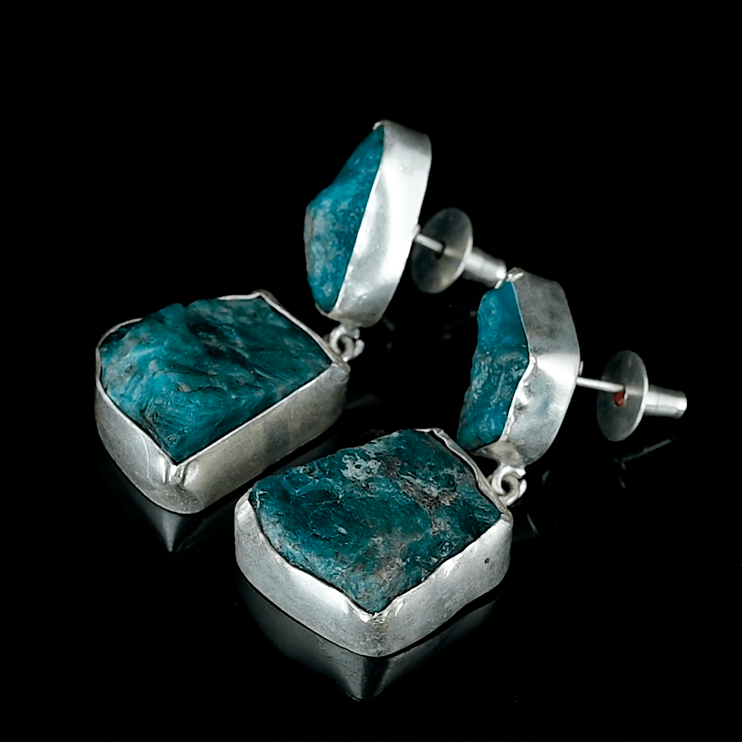 Apatite Rough Gemstone Stud Earring