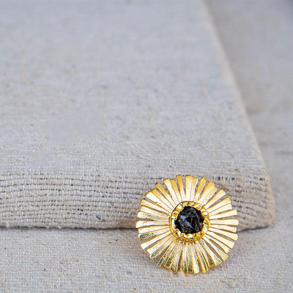 Aquamarine Brass Flash Gold Plating Floral Ring