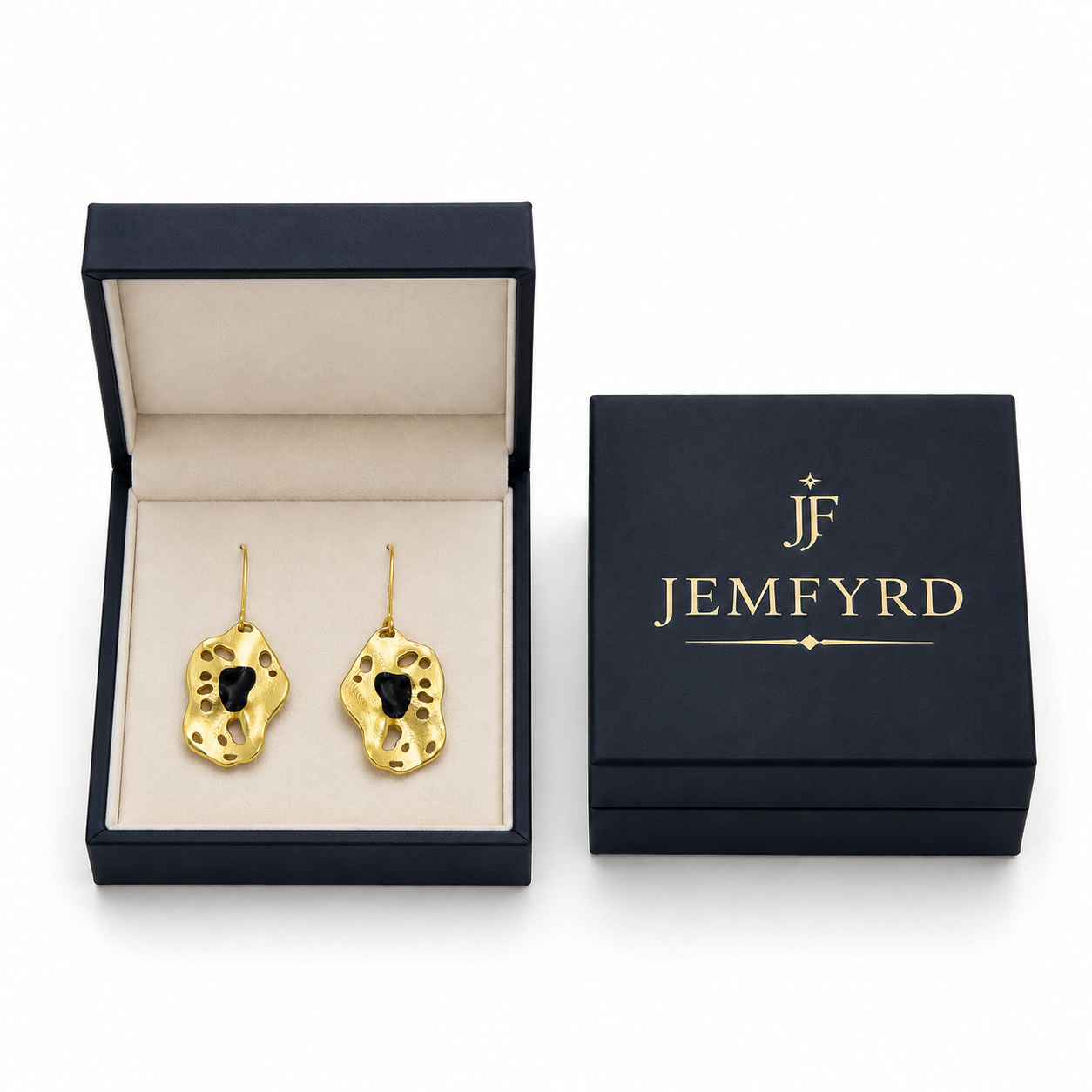 Modern art enameled Flash Gold Plated stud earring