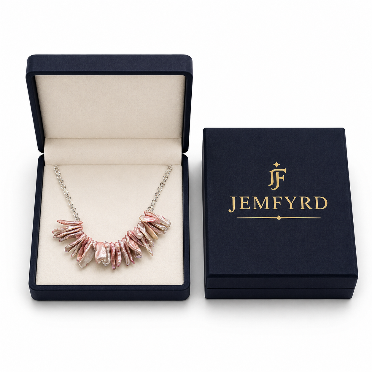 Natural Keshi Pearl Silver Plated Chain Necklace