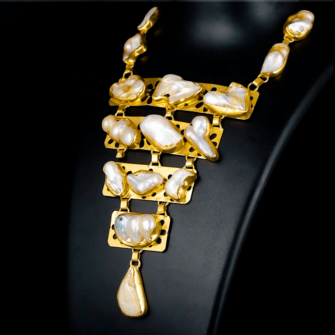 Baroque Pearl Rough Gemstone Necklace jewelry