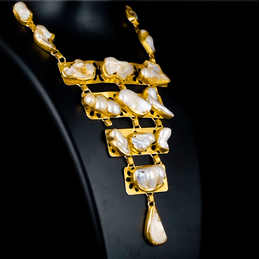 Baroque Pearl Rough Gemstone Necklace jewelry