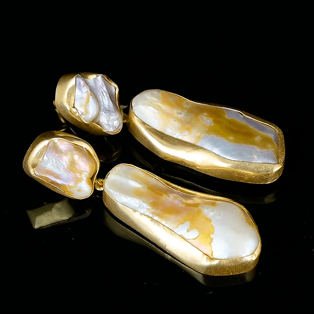 Baroque Pearl Rough Gemstone Stud Earring