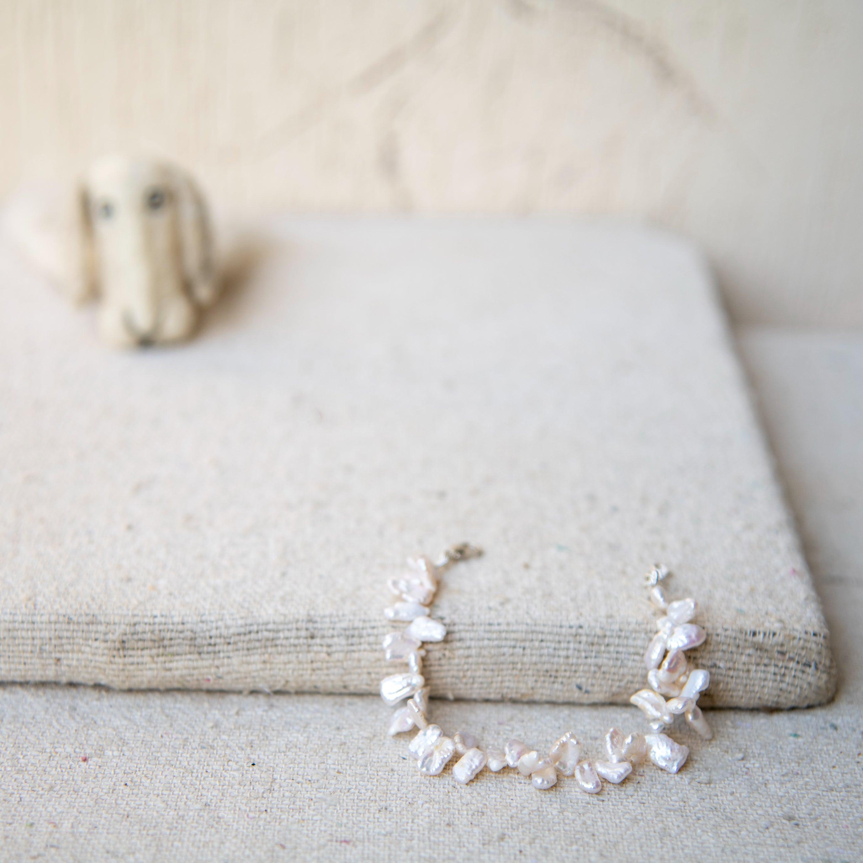 Baroque Pearl Silver Plated Chain Bracelet