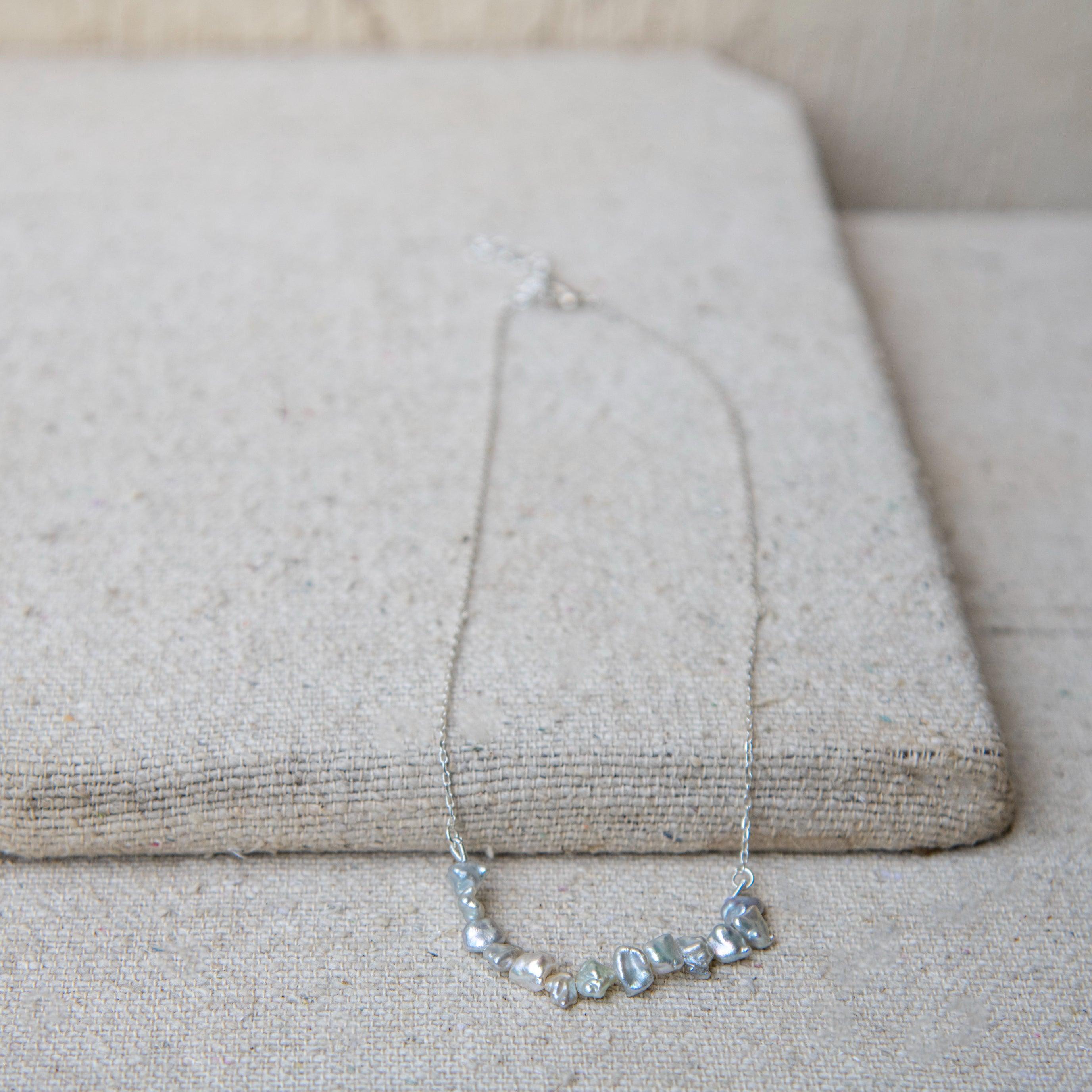 Baroque Pearl Silver Plated Chain Necklace